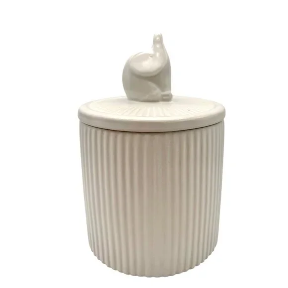 RARE White Ceramic Elephant Lidded Canister Whimsical Storage Decor 6" H - Picture 3 of 9